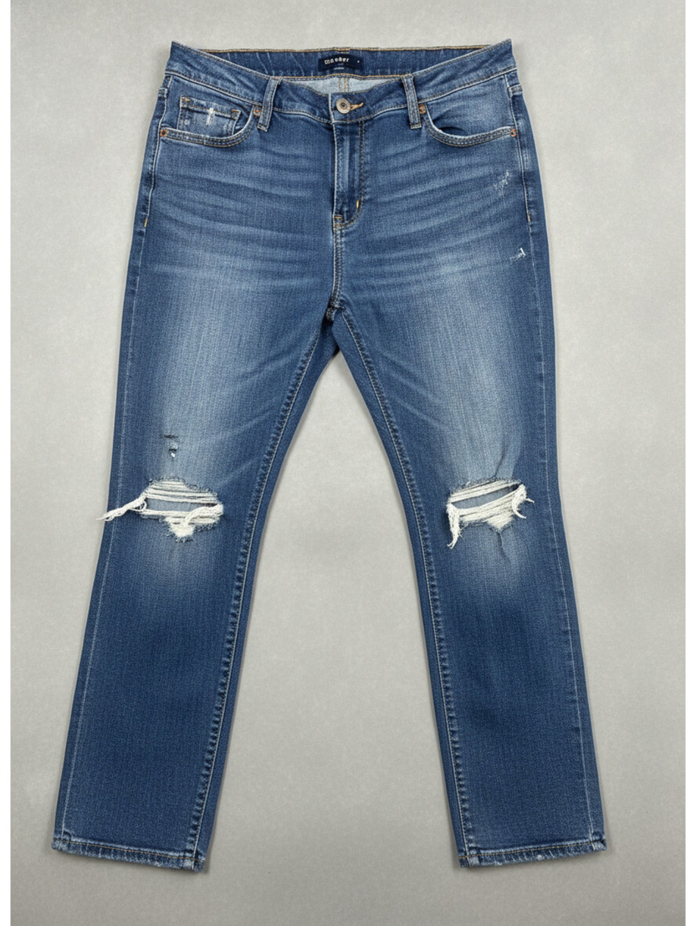 Old Navy Mid-Rise Boyfriend Jeans Size 14 Blue Distressed Denim